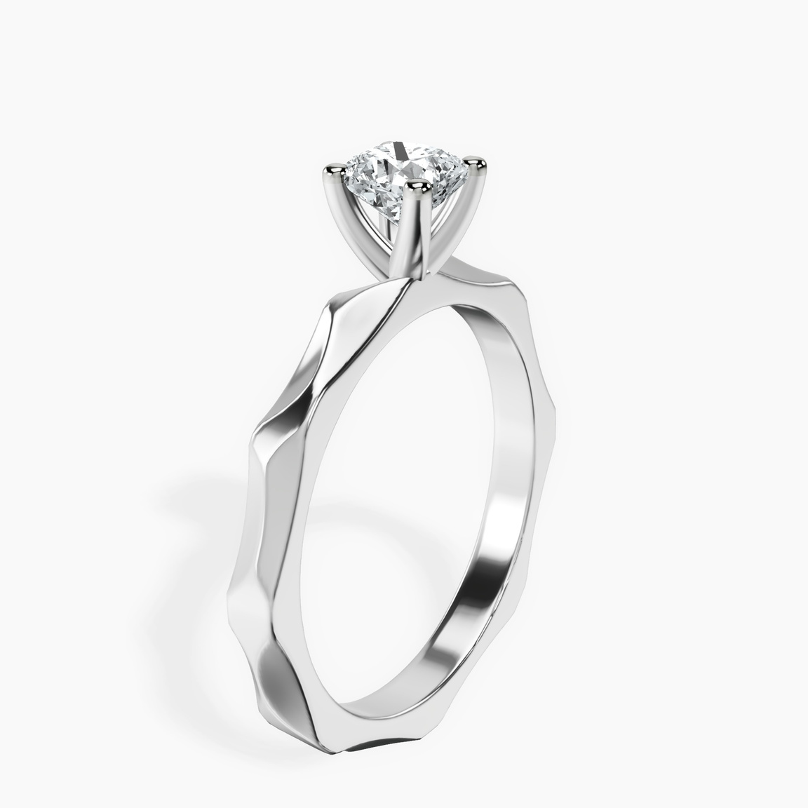 10kt White Gold Magnolia Texture Solitaire Lab Diamond Ring standing product image one