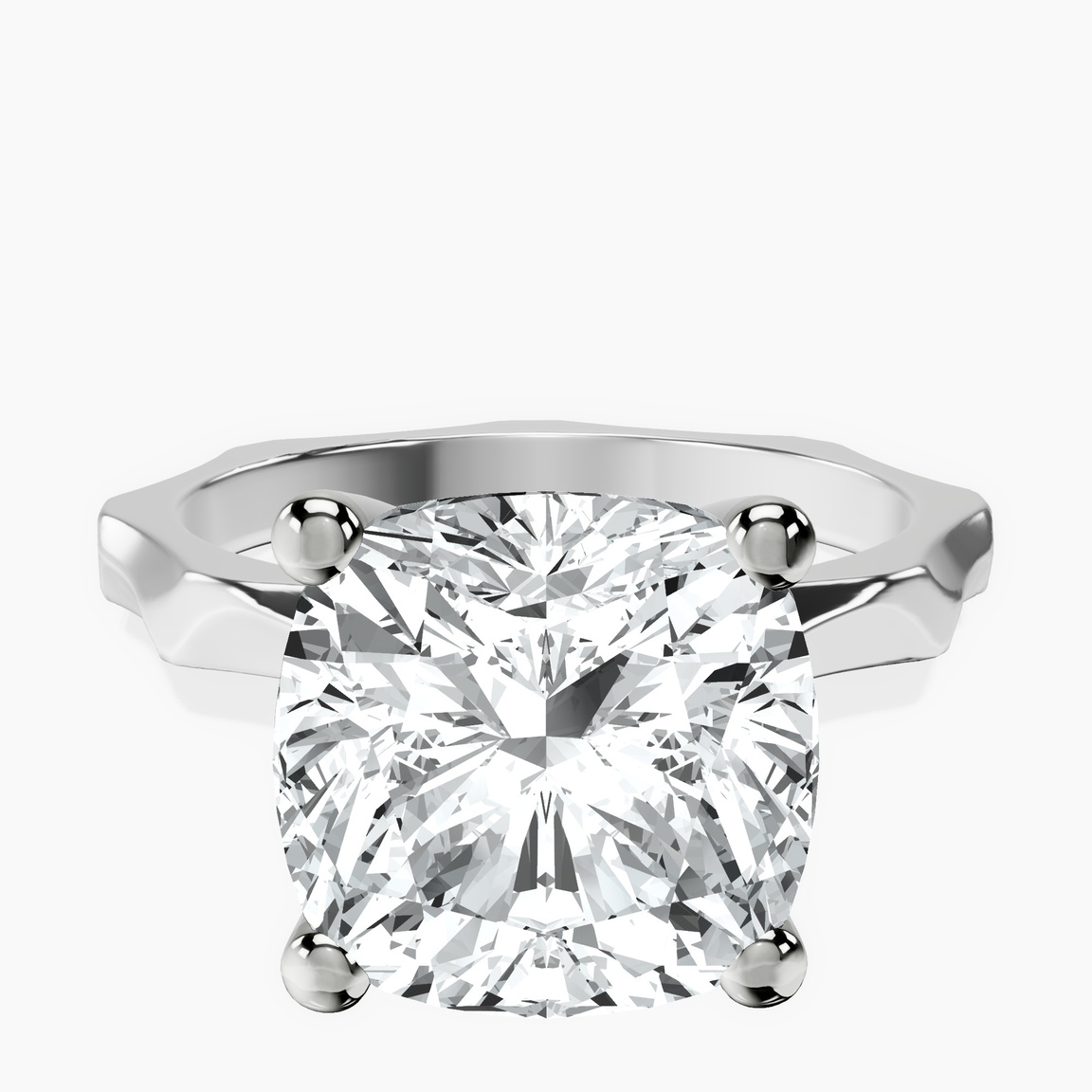 10kt White Gold Magnolia Texture Solitaire Lab Diamond Ring front image