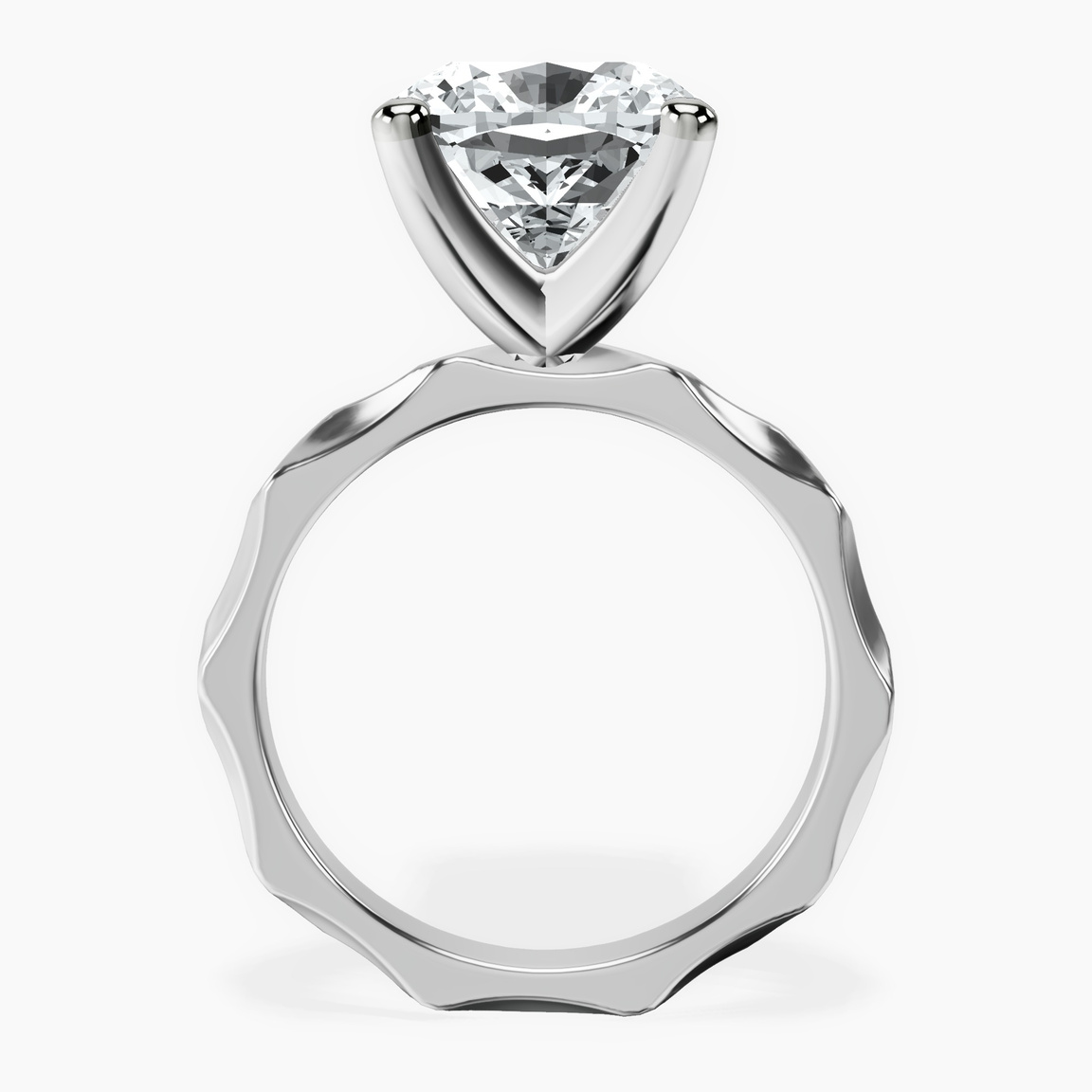 10kt White Gold Magnolia Texture Solitaire Lab Diamond Ring side right image one