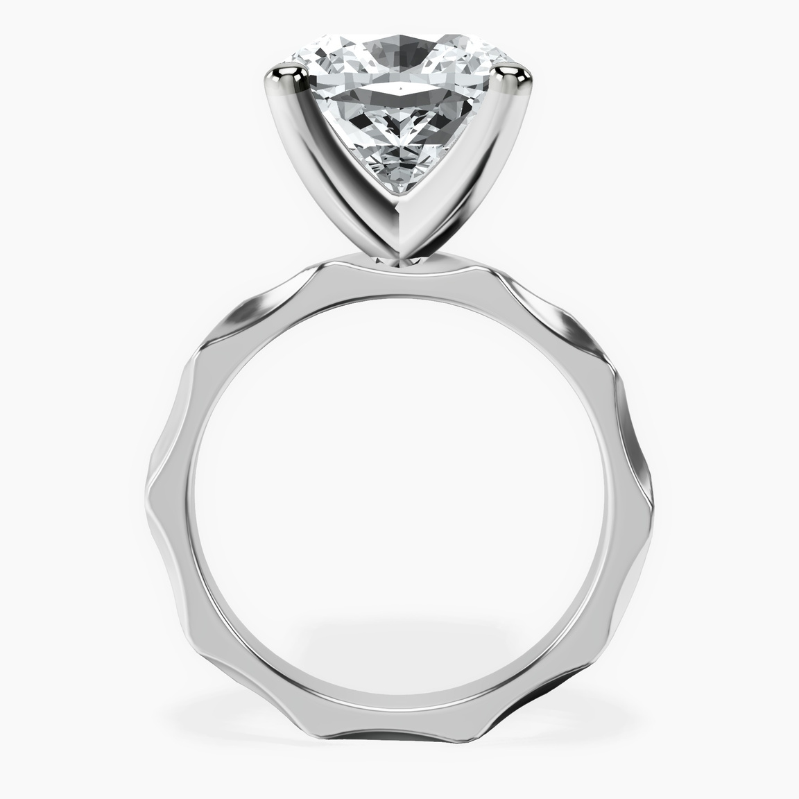10kt White Gold Magnolia Texture Solitaire Lab Diamond Ring side right image one