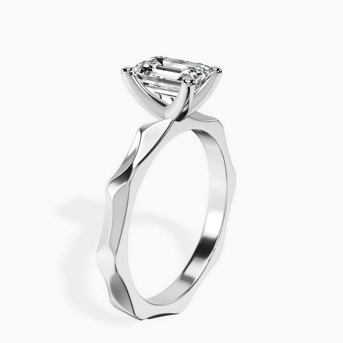 10kt White Gold Magnolia Texture Solitaire Lab Diamond Ring standing product image one