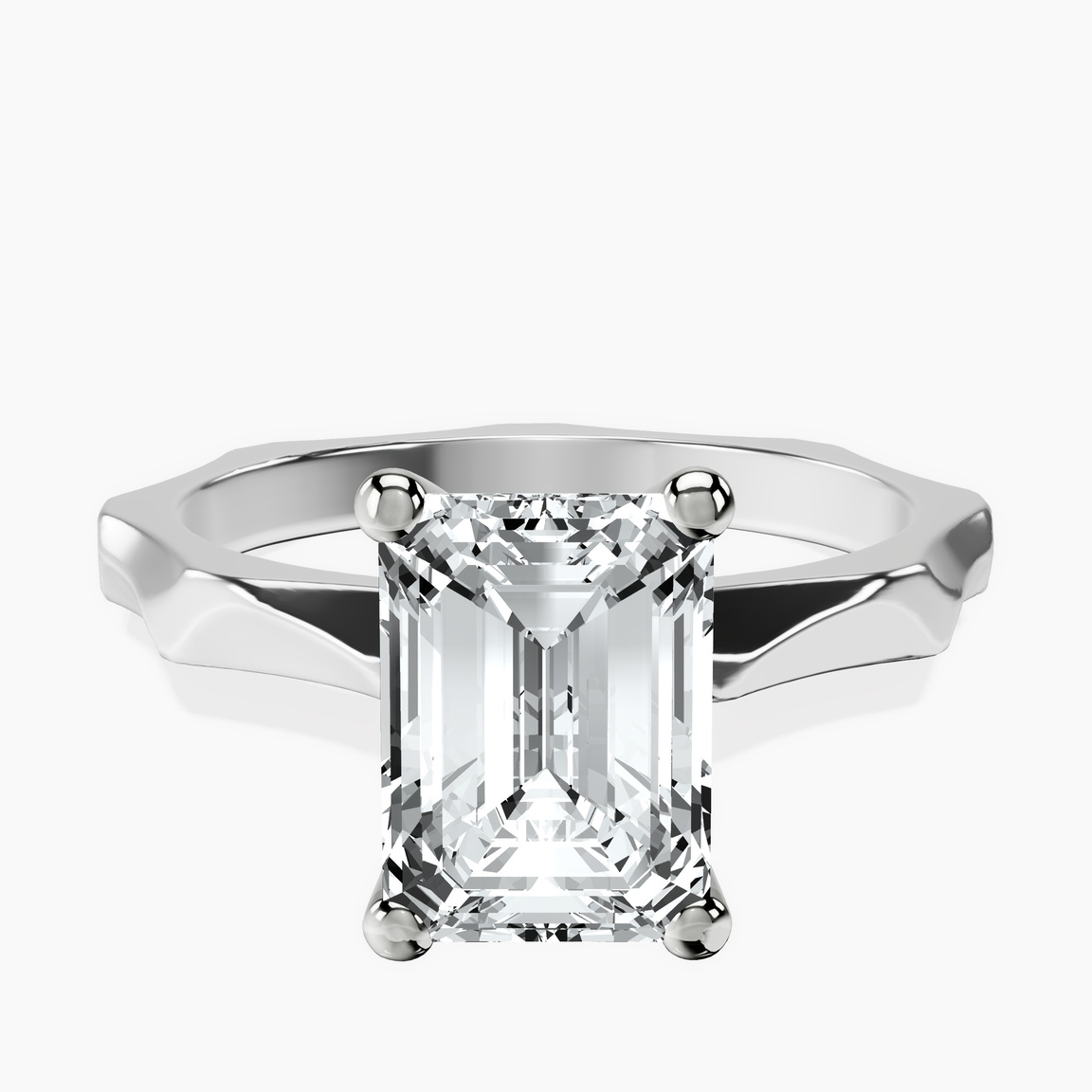 10kt White Gold Magnolia Texture Solitaire Lab Diamond Ring front image