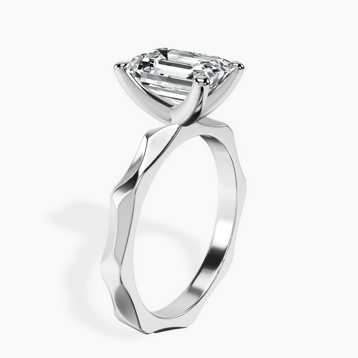 10kt White Gold Magnolia Texture Solitaire Lab Diamond Ring standing product image one