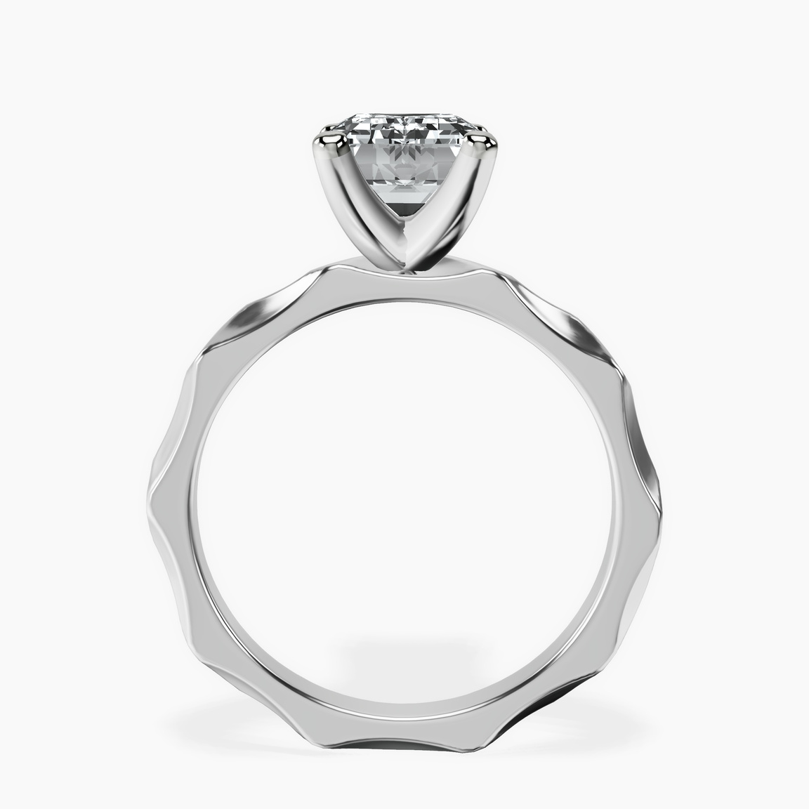 10kt White Gold Magnolia Texture Solitaire Lab Diamond Ring side right image one