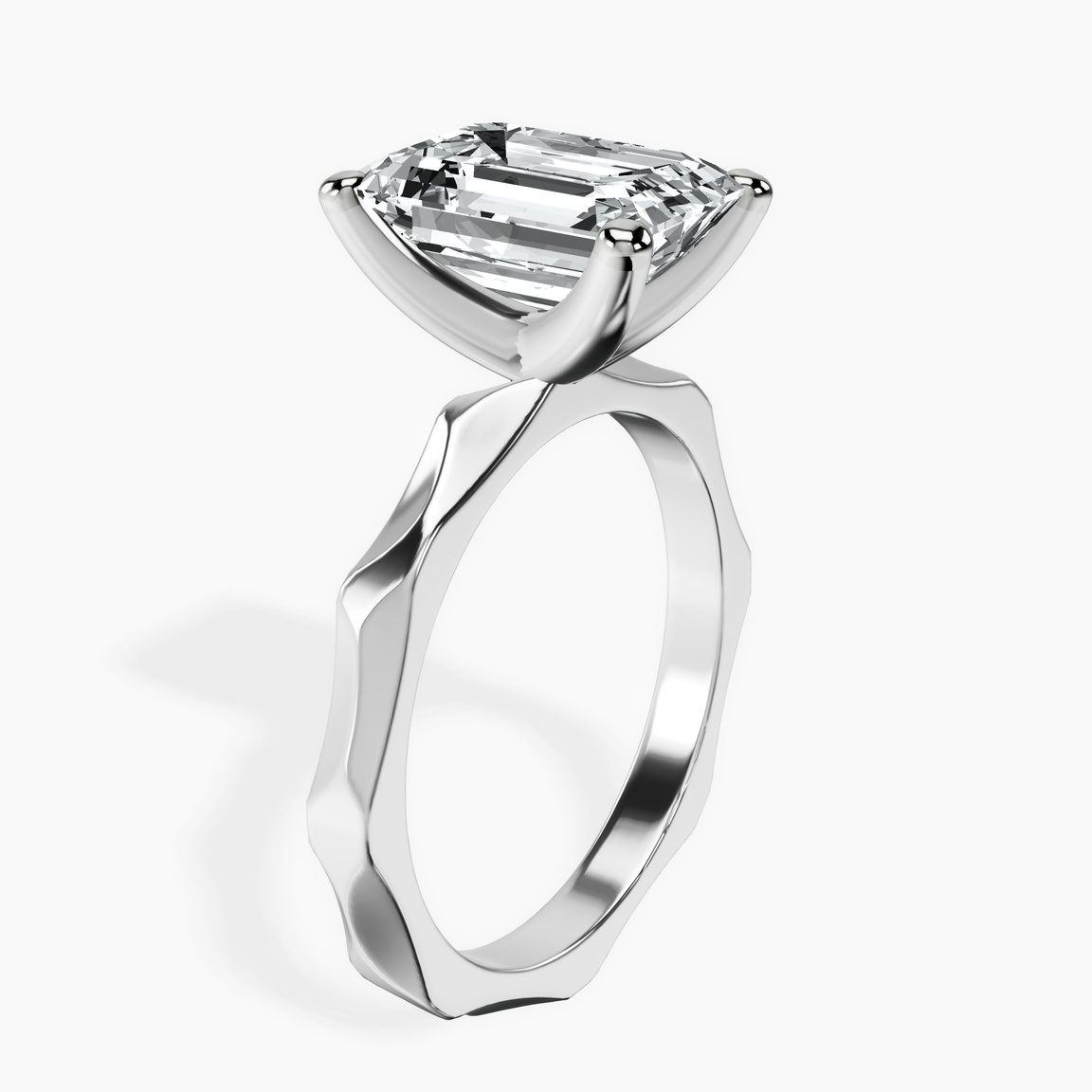 10kt White Gold Magnolia Texture Solitaire Lab Diamond Ring standing product image one