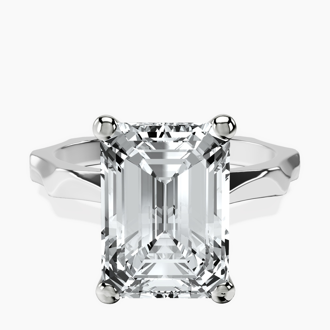 10kt White Gold Magnolia Texture Solitaire Lab Diamond Ring front image