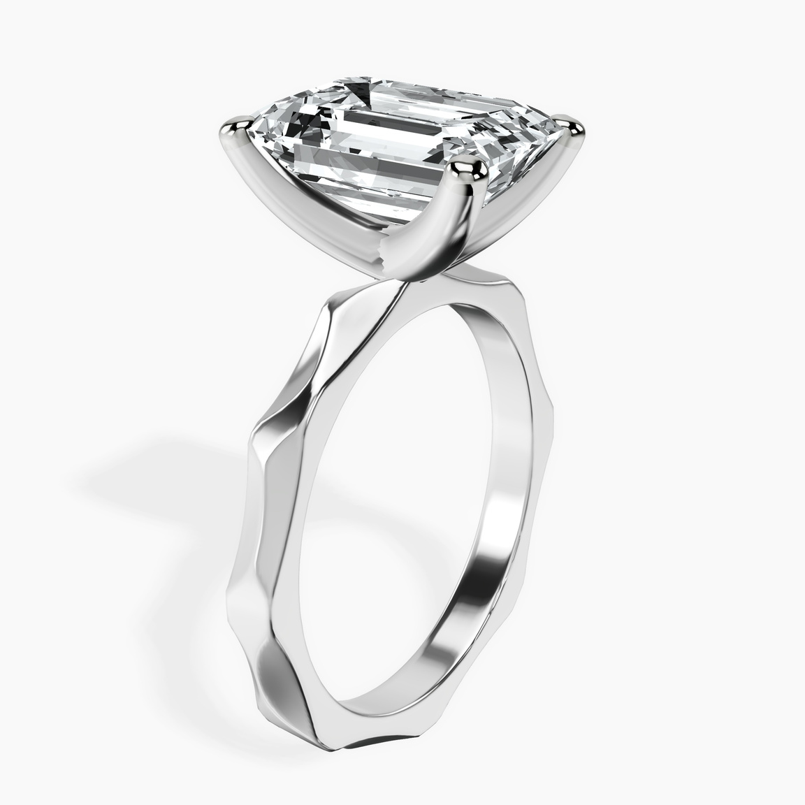 10kt White Gold Magnolia Texture Solitaire Lab Diamond Ring standing product image one