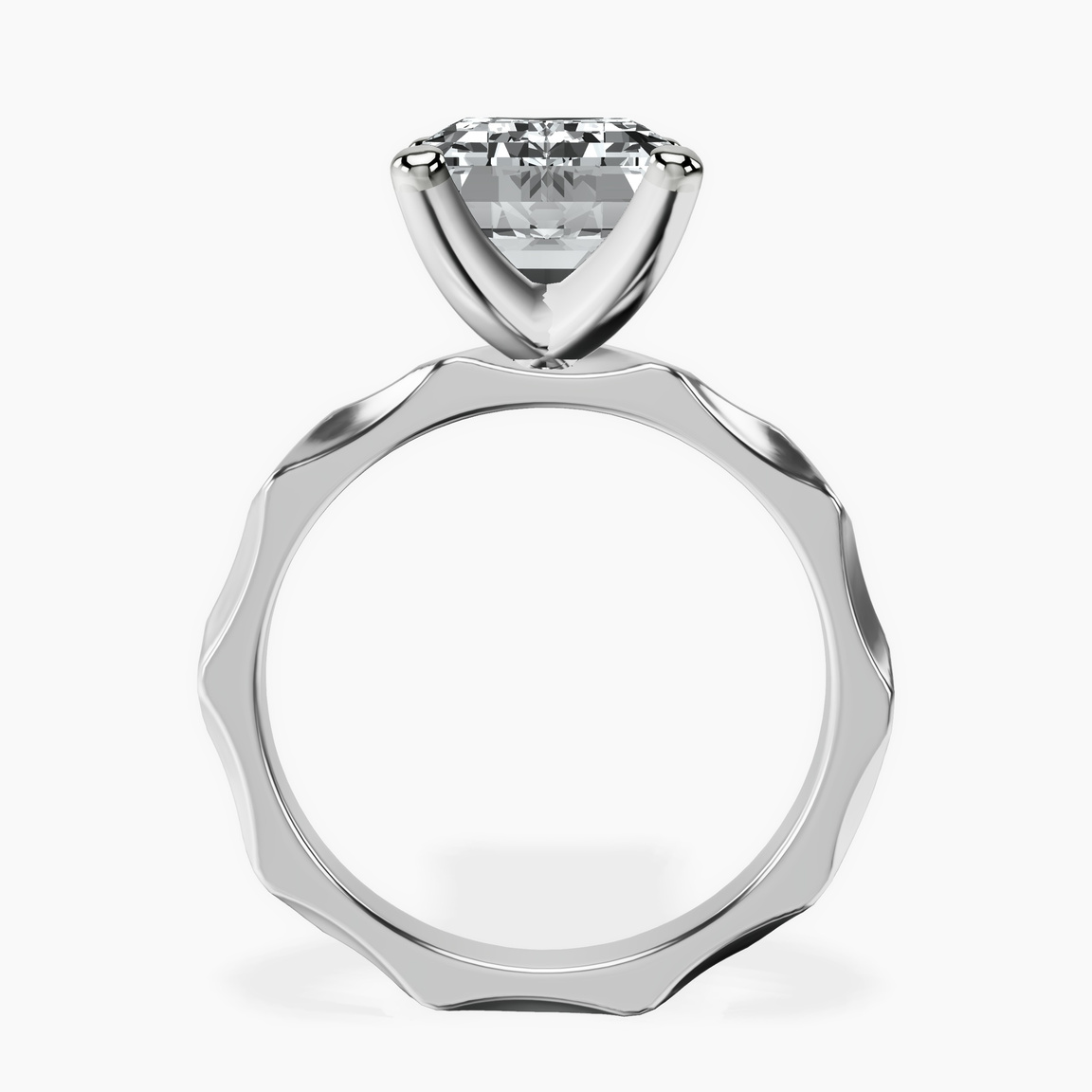 10kt White Gold Magnolia Texture Solitaire Lab Diamond Ring side right image one