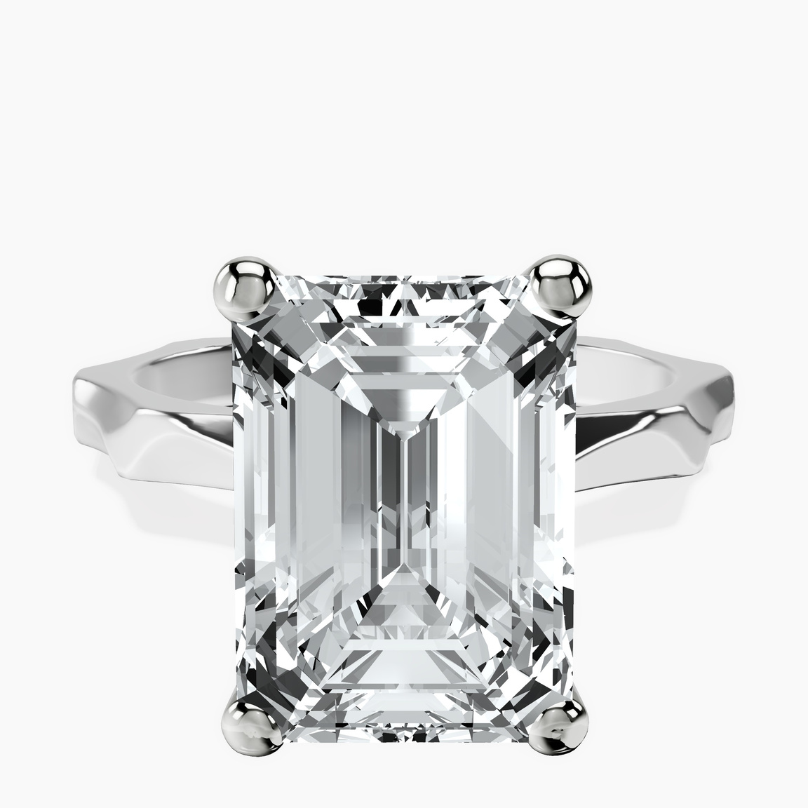 10kt White Gold Magnolia Texture Solitaire Lab Diamond Ring front image