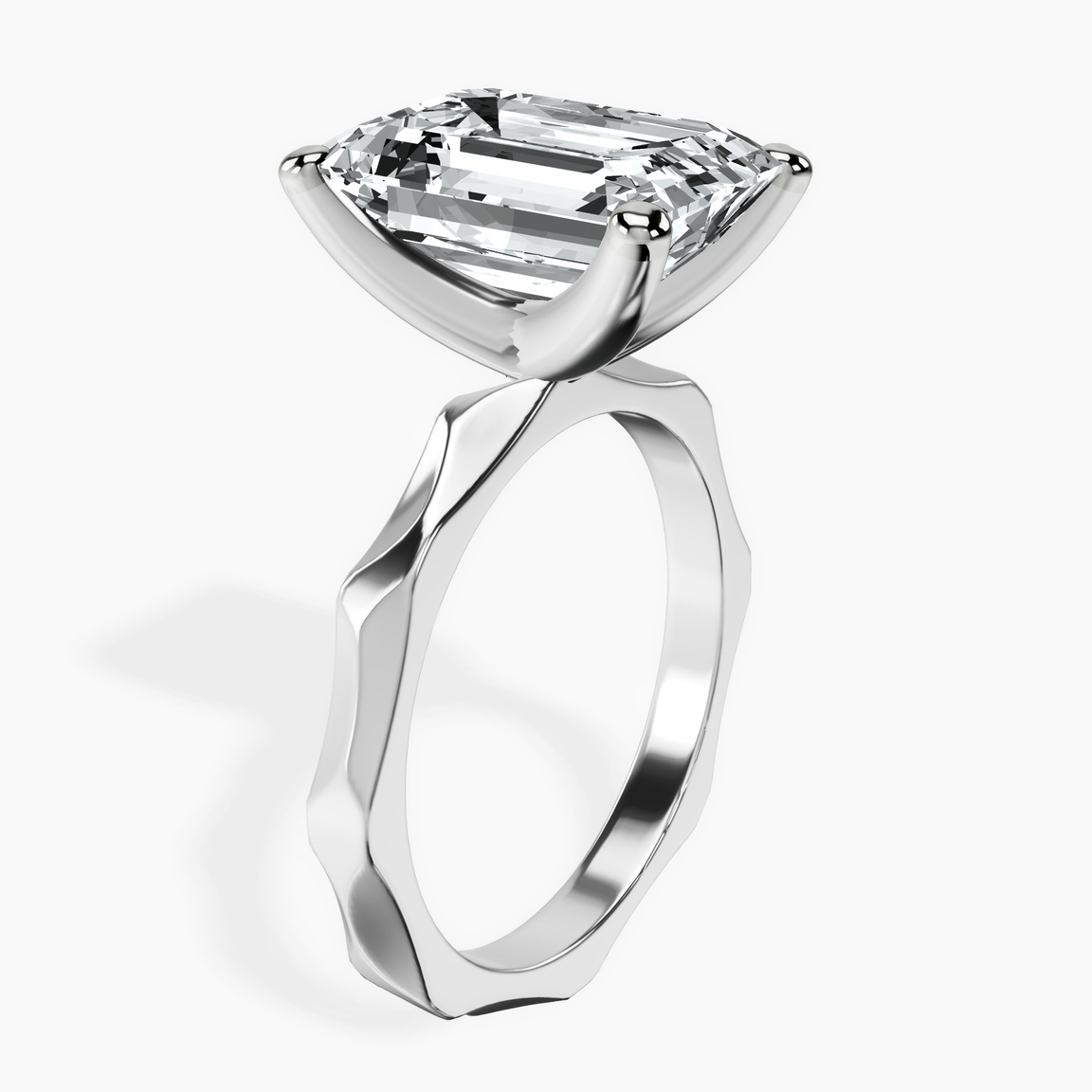 10kt White Gold Magnolia Texture Solitaire Lab Diamond Ring standing product image one
