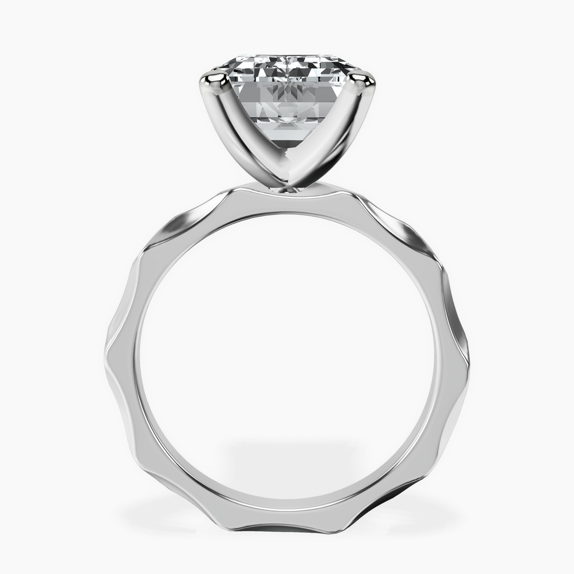 10kt White Gold Magnolia Texture Solitaire Lab Diamond Ring side right image one