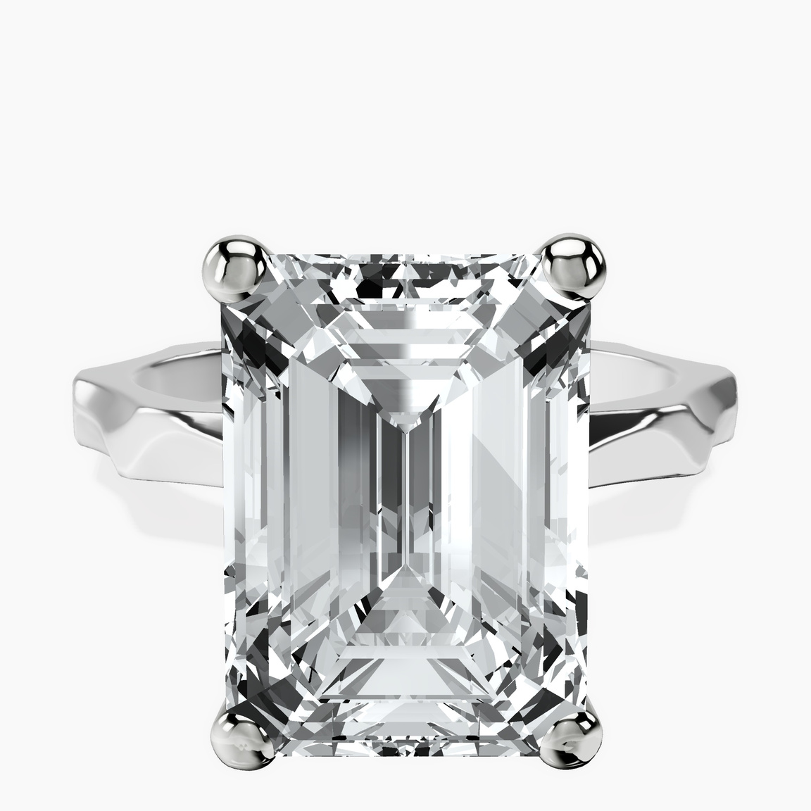 10kt White Gold Magnolia Texture Solitaire Lab Diamond Ring front image