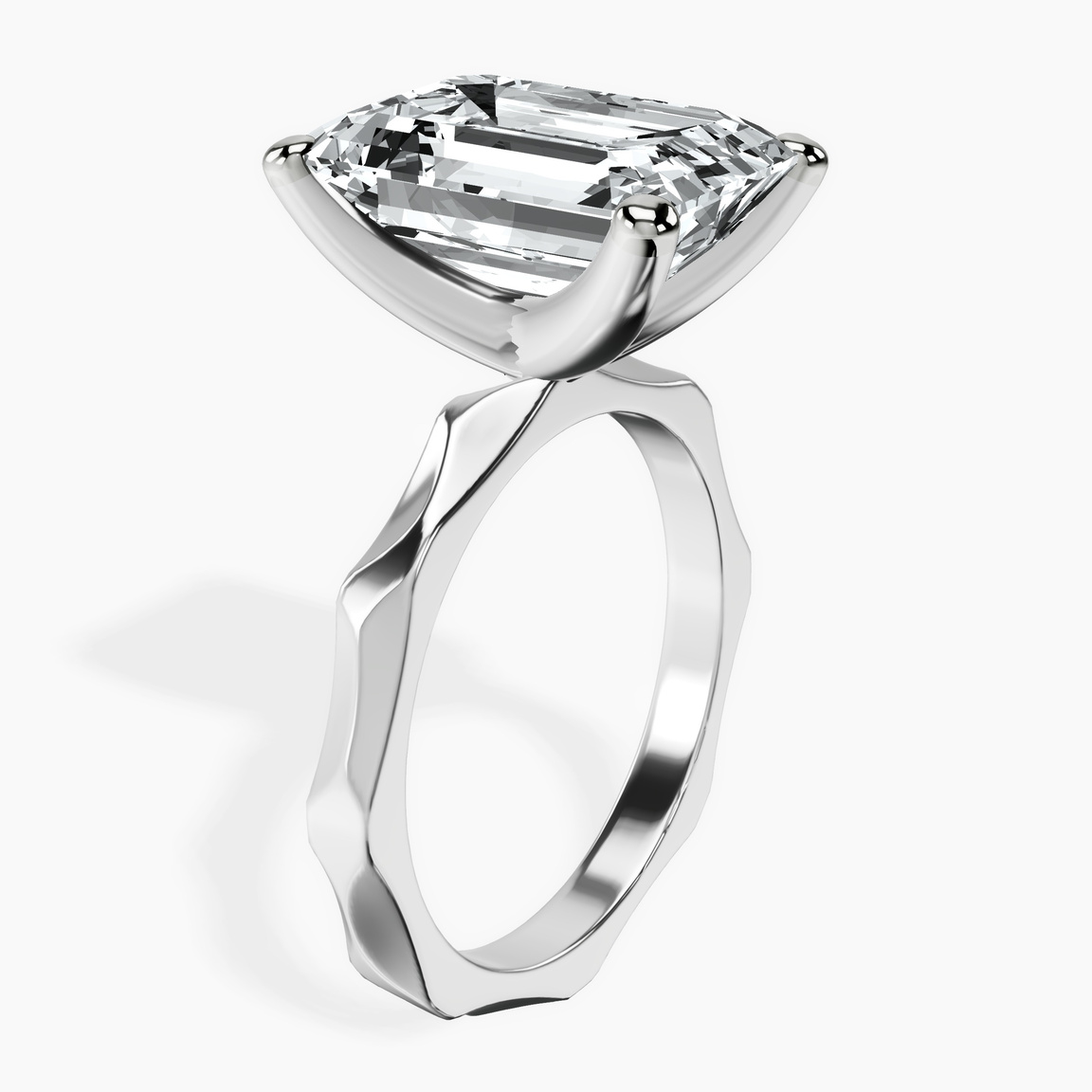10kt White Gold Magnolia Texture Solitaire Lab Diamond Ring standing product image one