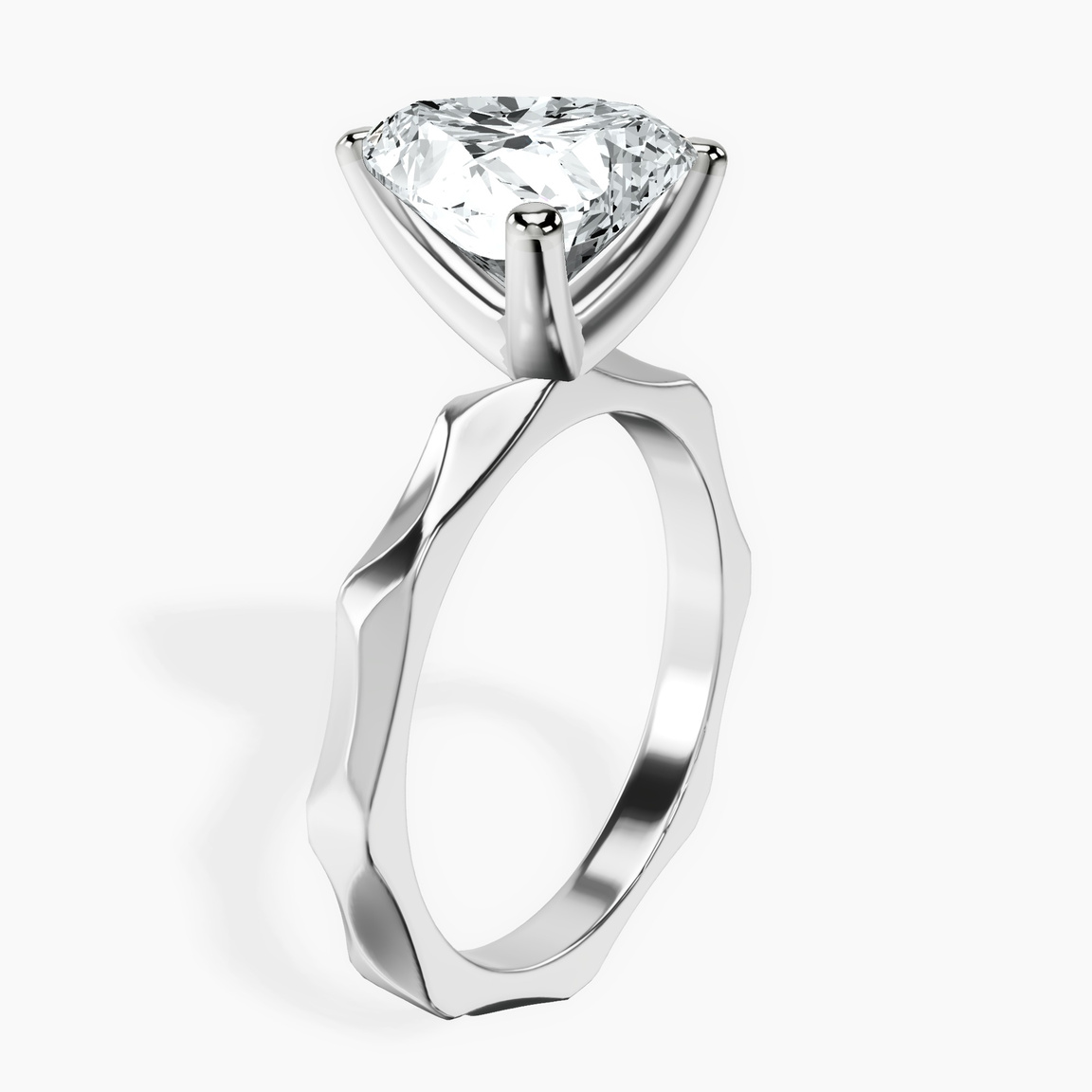 10kt White Gold Magnolia Texture Solitaire Lab Diamond Ring standing product image one