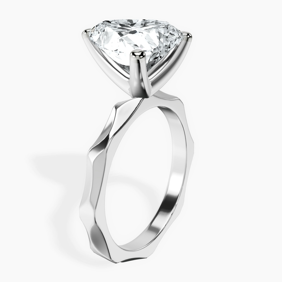 10kt White Gold Magnolia Texture Solitaire Lab Diamond Ring standing product image one