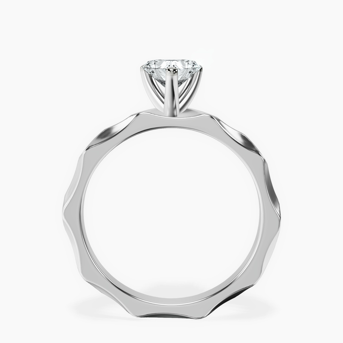 10kt White Gold Magnolia Texture Solitaire Lab Diamond Ring side right image one