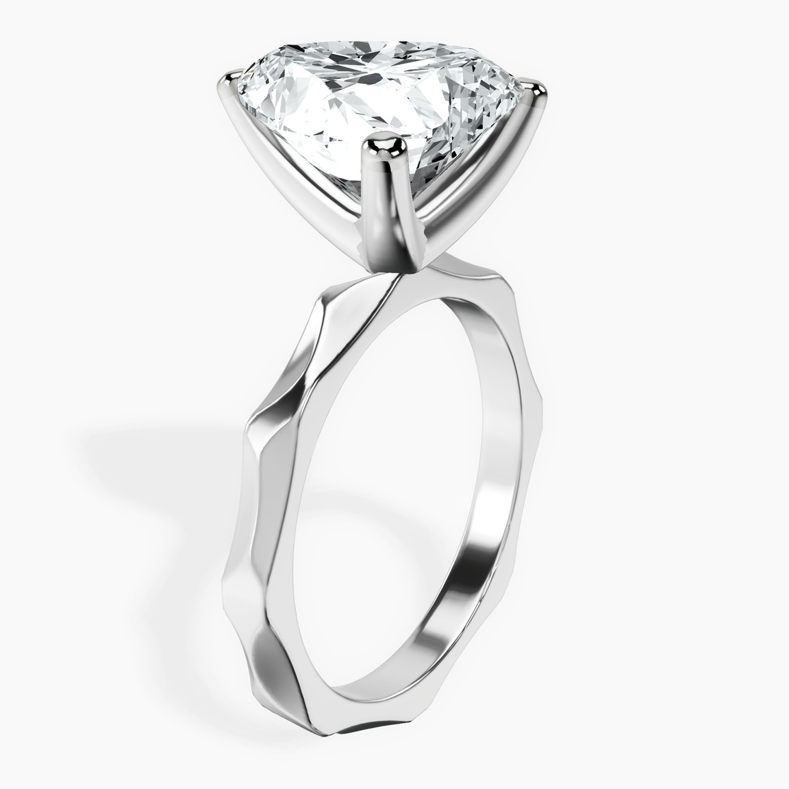 10kt White Gold Magnolia Texture Solitaire Lab Diamond Ring standing product image one