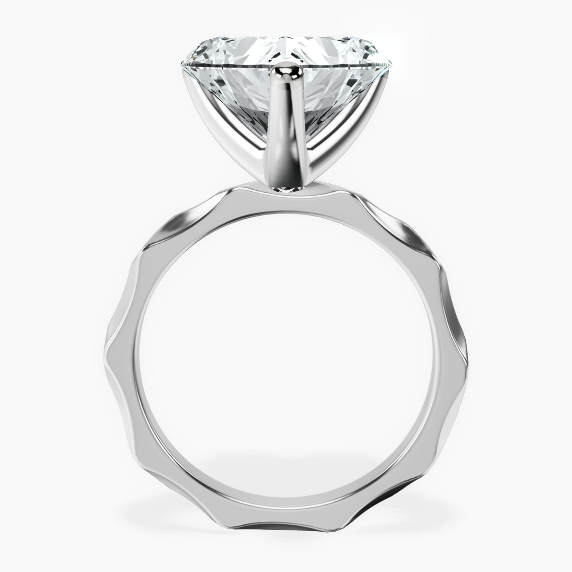 10kt White Gold Magnolia Texture Solitaire Lab Diamond Ring side right image one