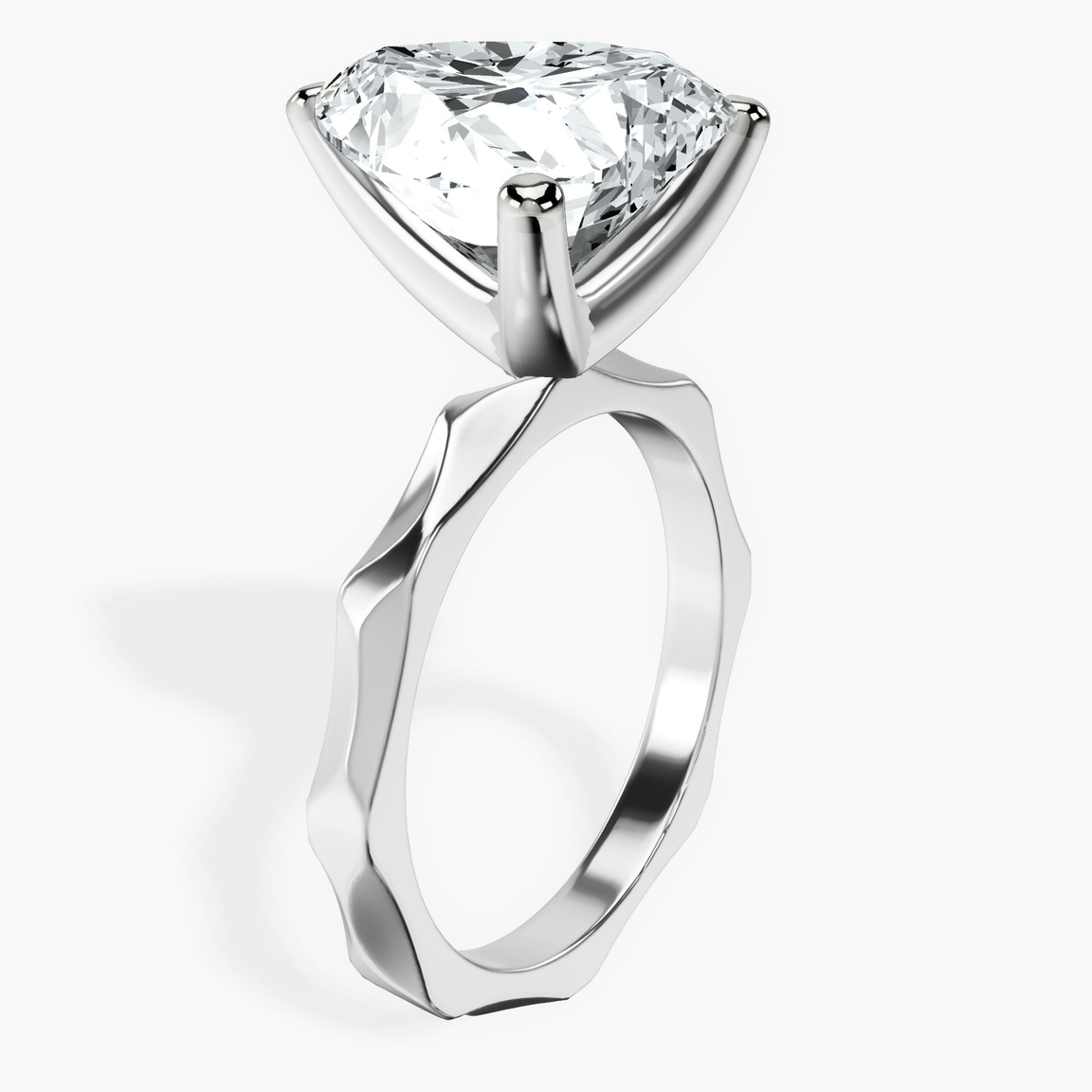 10kt White Gold Magnolia Texture Solitaire Lab Diamond Ring standing product image one