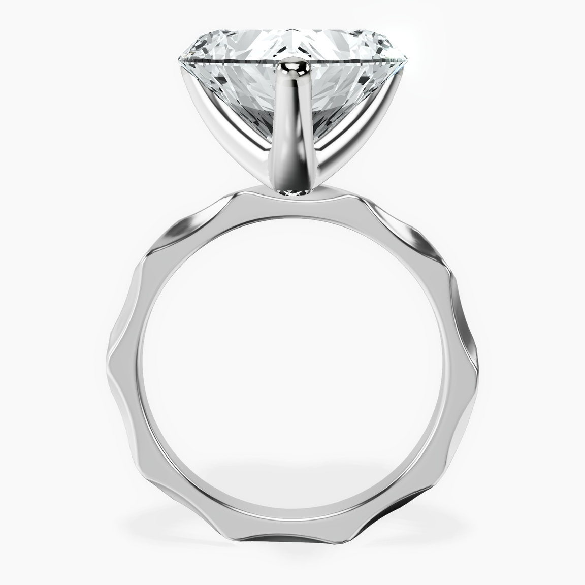 10kt White Gold Magnolia Texture Solitaire Lab Diamond Ring side right image one