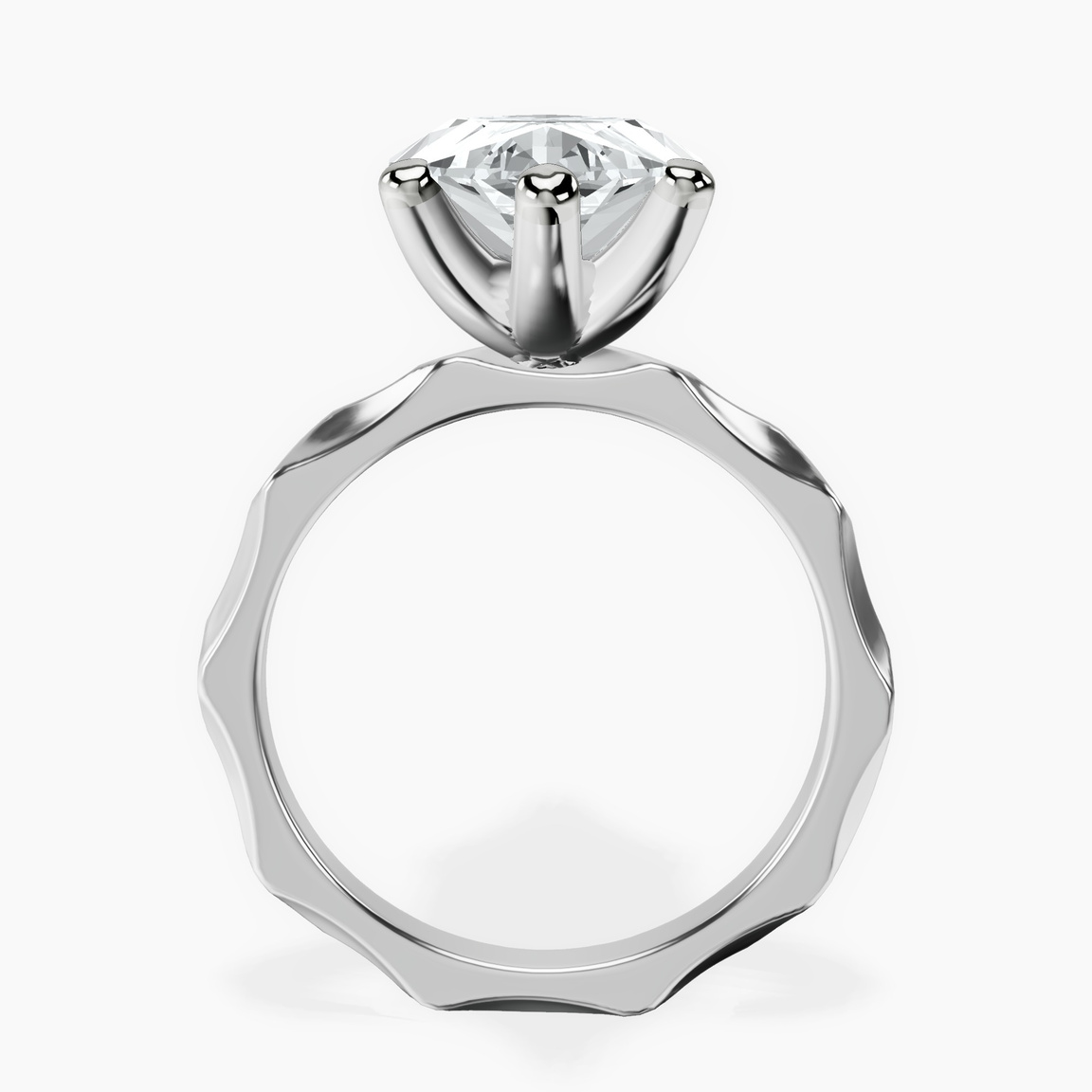 10kt White Gold Magnolia Texture Solitaire Lab Diamond Ring side right image one