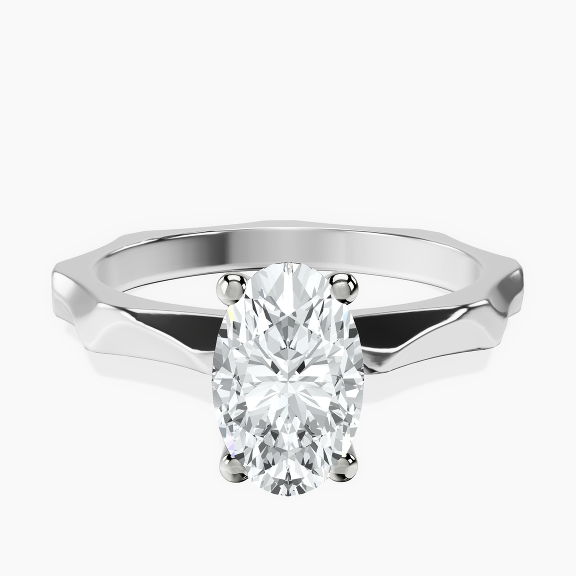 10kt White Gold Magnolia Texture Solitaire Lab Diamond Ring front image