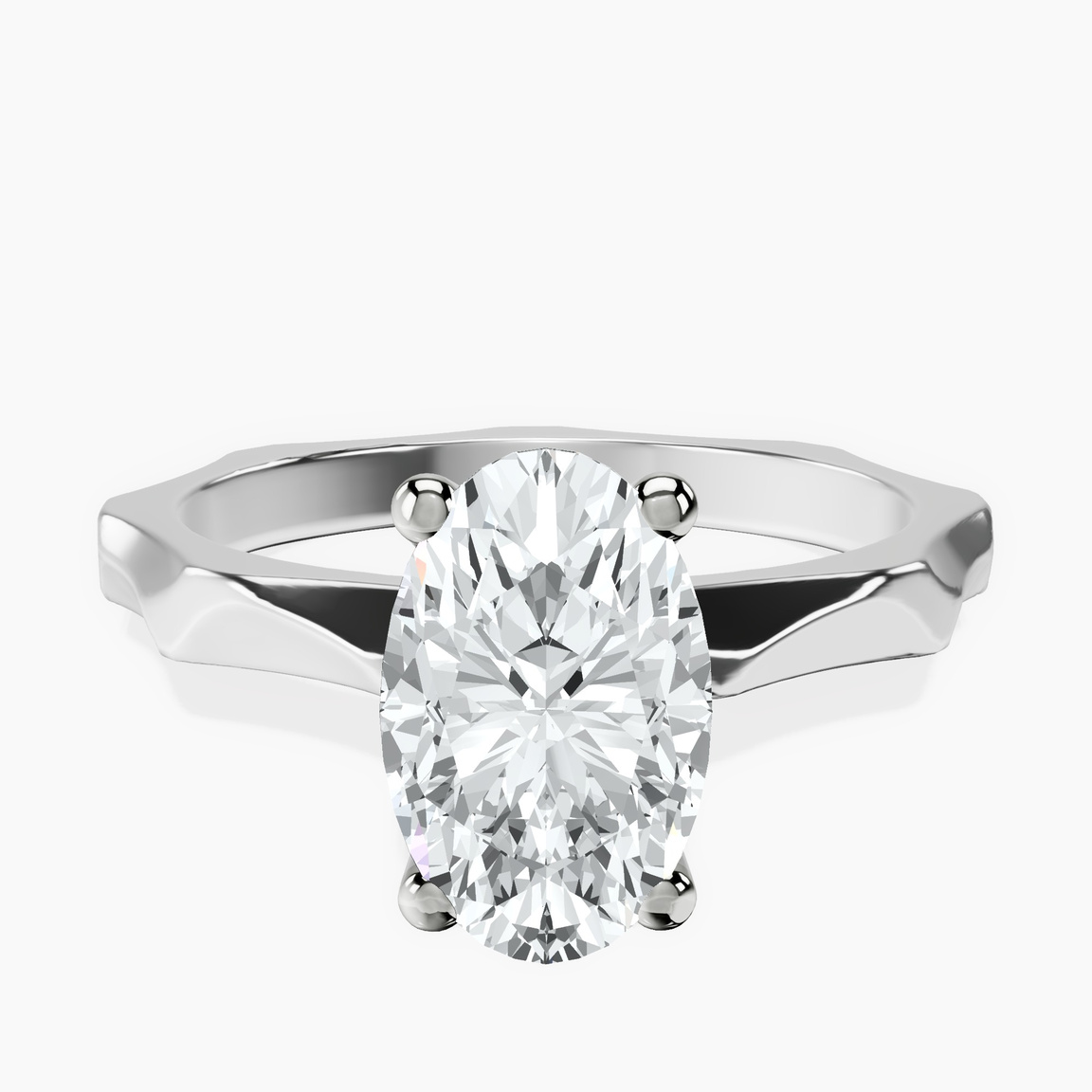 9ct White Gold Magnolia Texture Solitaire Lab Diamond Ring front image