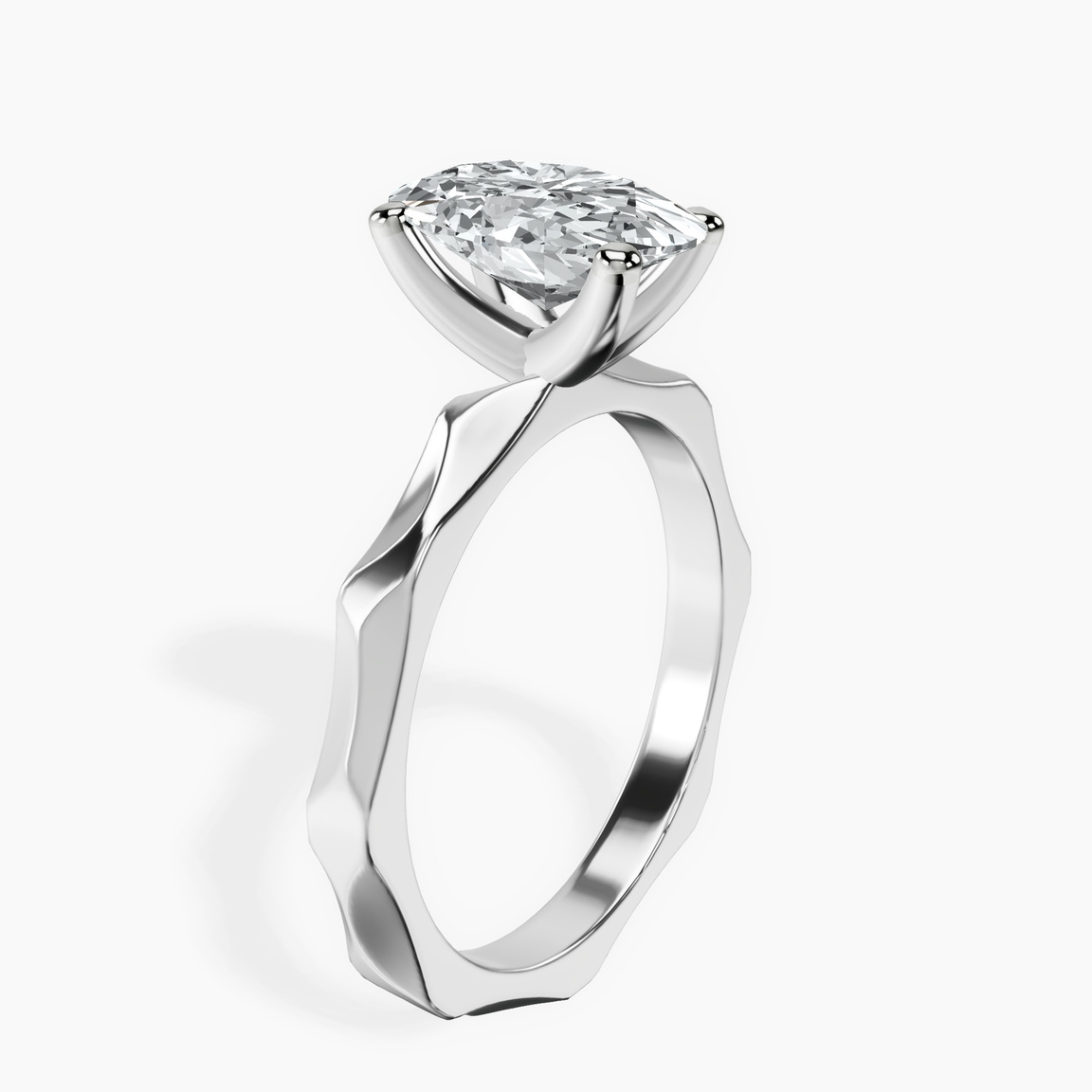 9ct White Gold Magnolia Texture Solitaire Lab Diamond Ring standing product image one