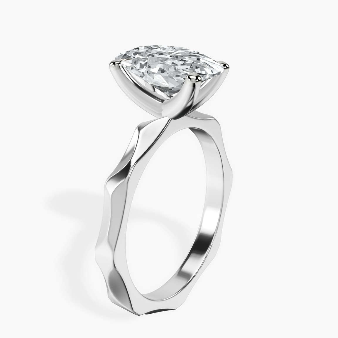 10kt White Gold Magnolia Texture Solitaire Lab Diamond Ring standing product image one