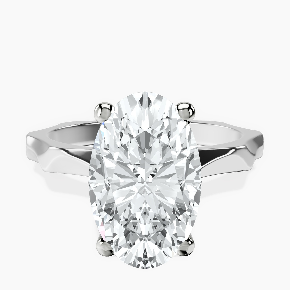10kt White Gold Magnolia Texture Solitaire Lab Diamond Ring front image