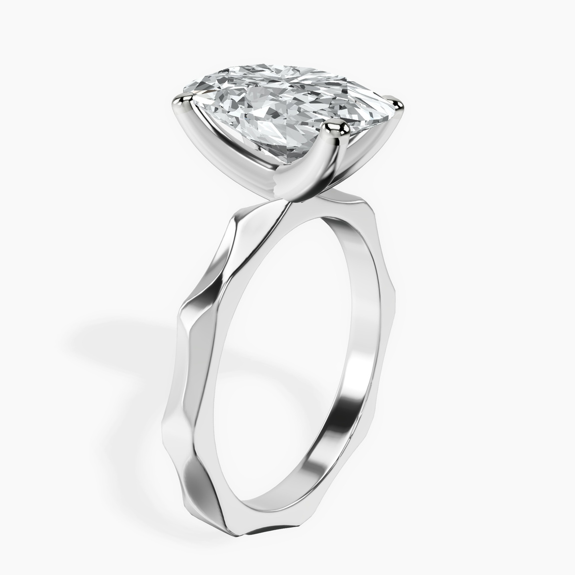 10kt White Gold Magnolia Texture Solitaire Lab Diamond Ring standing product image one