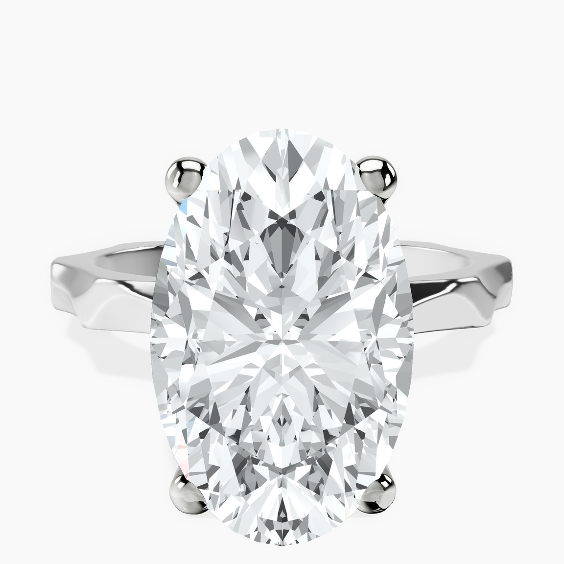 10kt White Gold Magnolia Texture Solitaire Lab Diamond Ring front image
