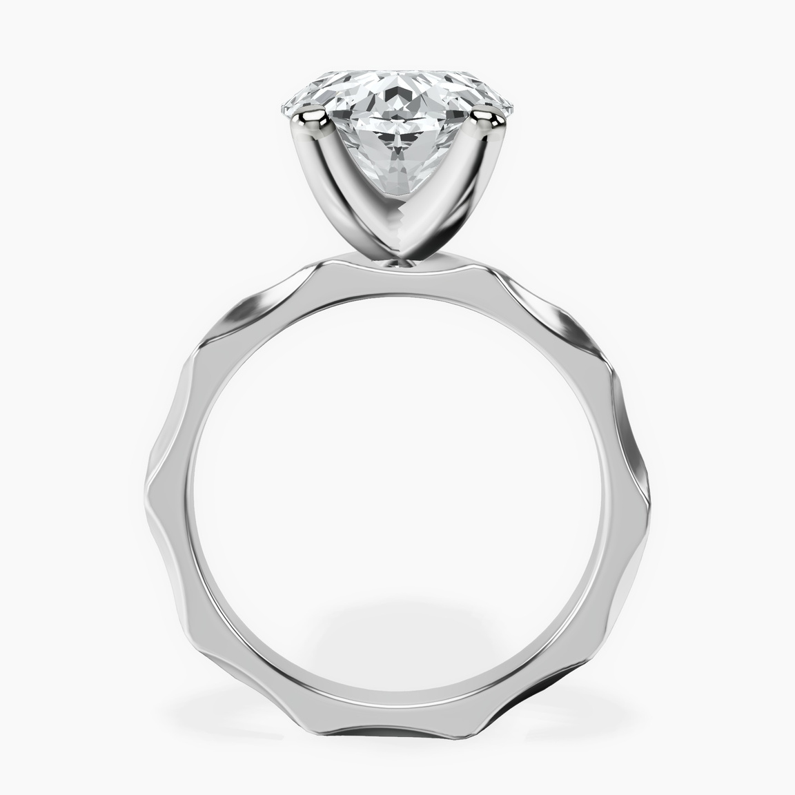 10kt White Gold Magnolia Texture Solitaire Lab Diamond Ring side right image one