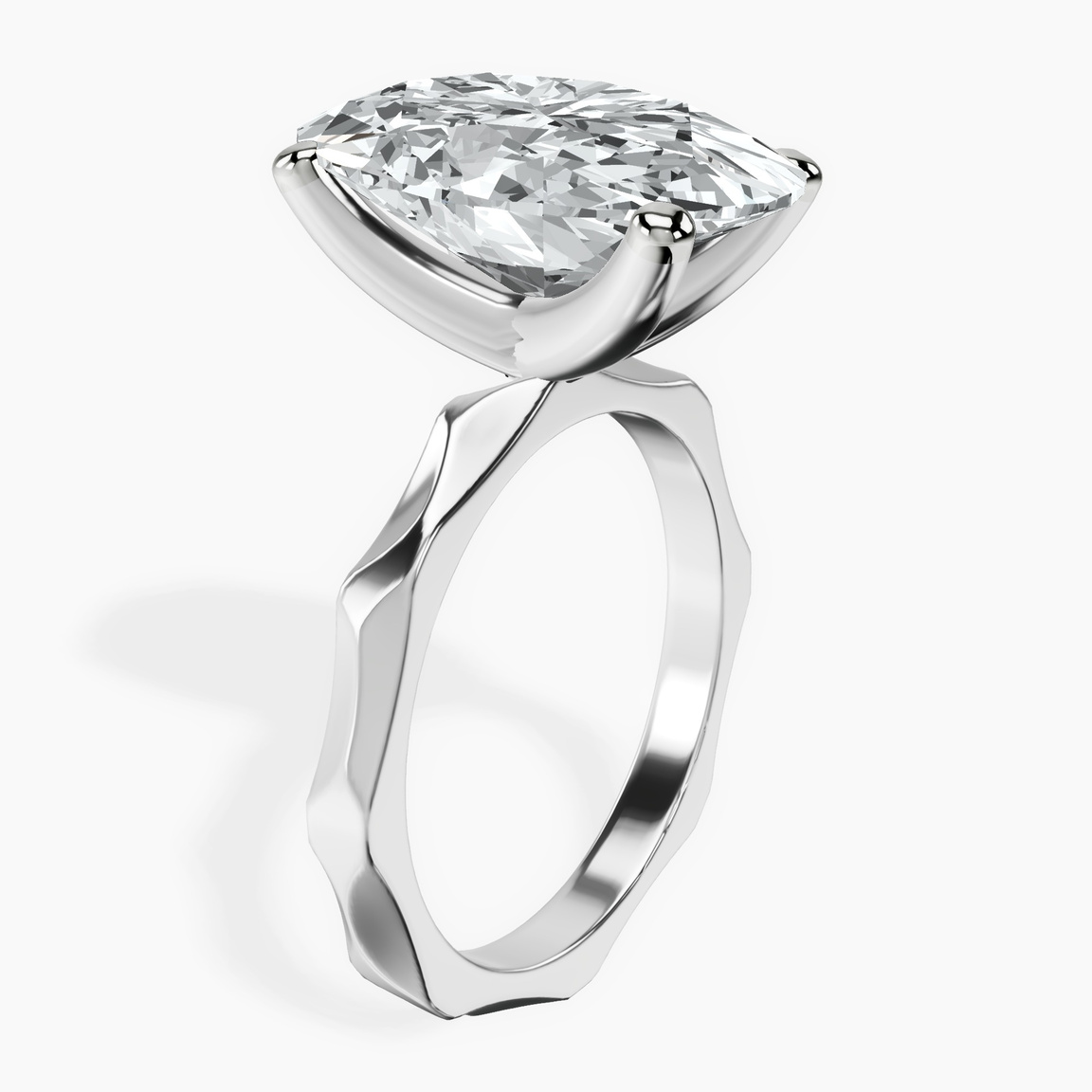 10kt White Gold Magnolia Texture Solitaire Lab Diamond Ring standing product image one