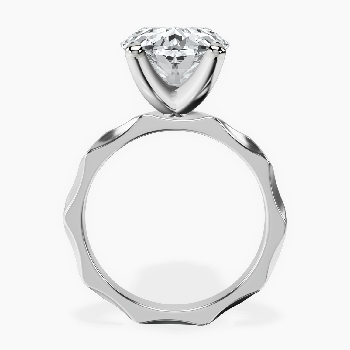 10kt White Gold Magnolia Texture Solitaire Lab Diamond Ring side right image one