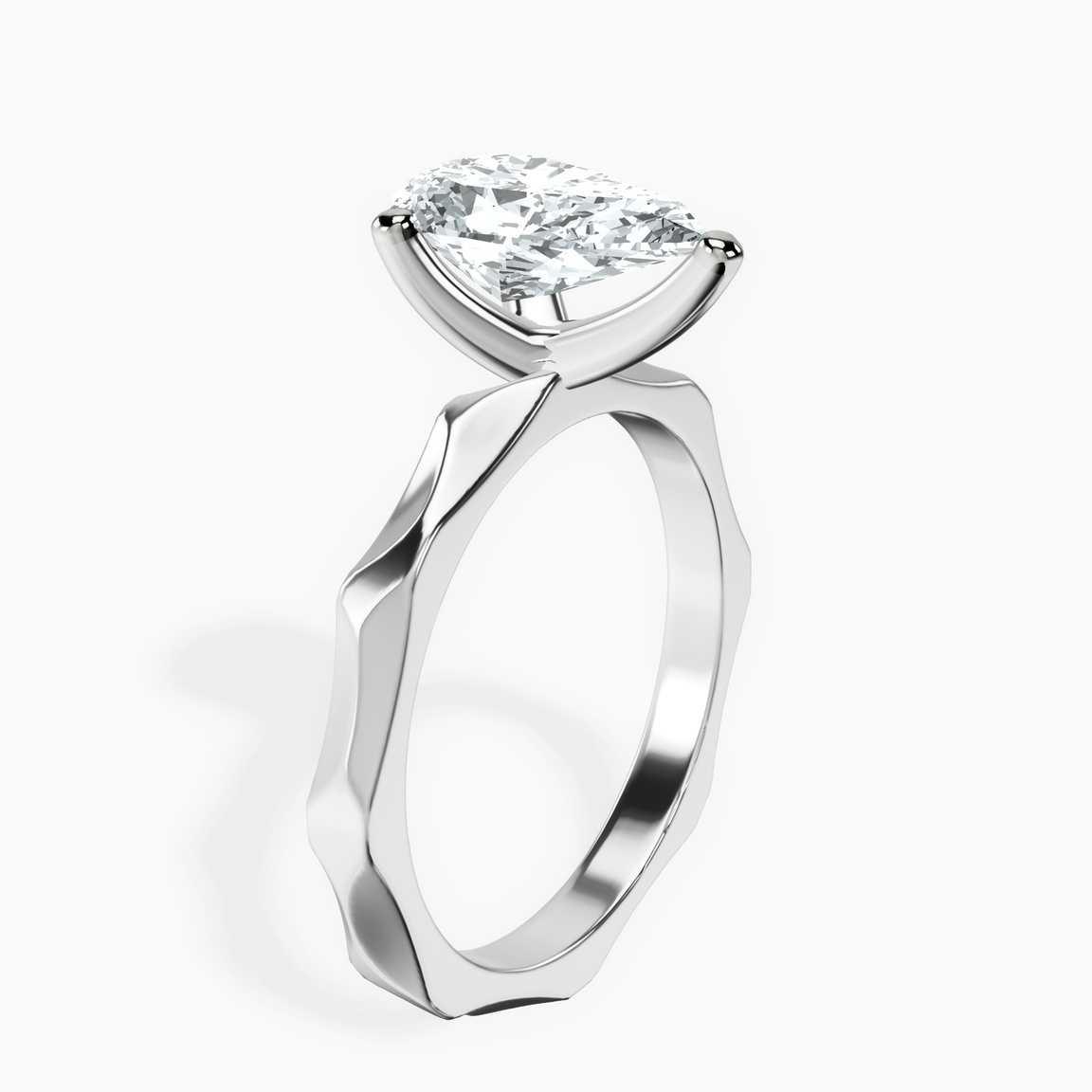 9ct White Gold Magnolia Texture Solitaire Lab Diamond Ring standing product image one