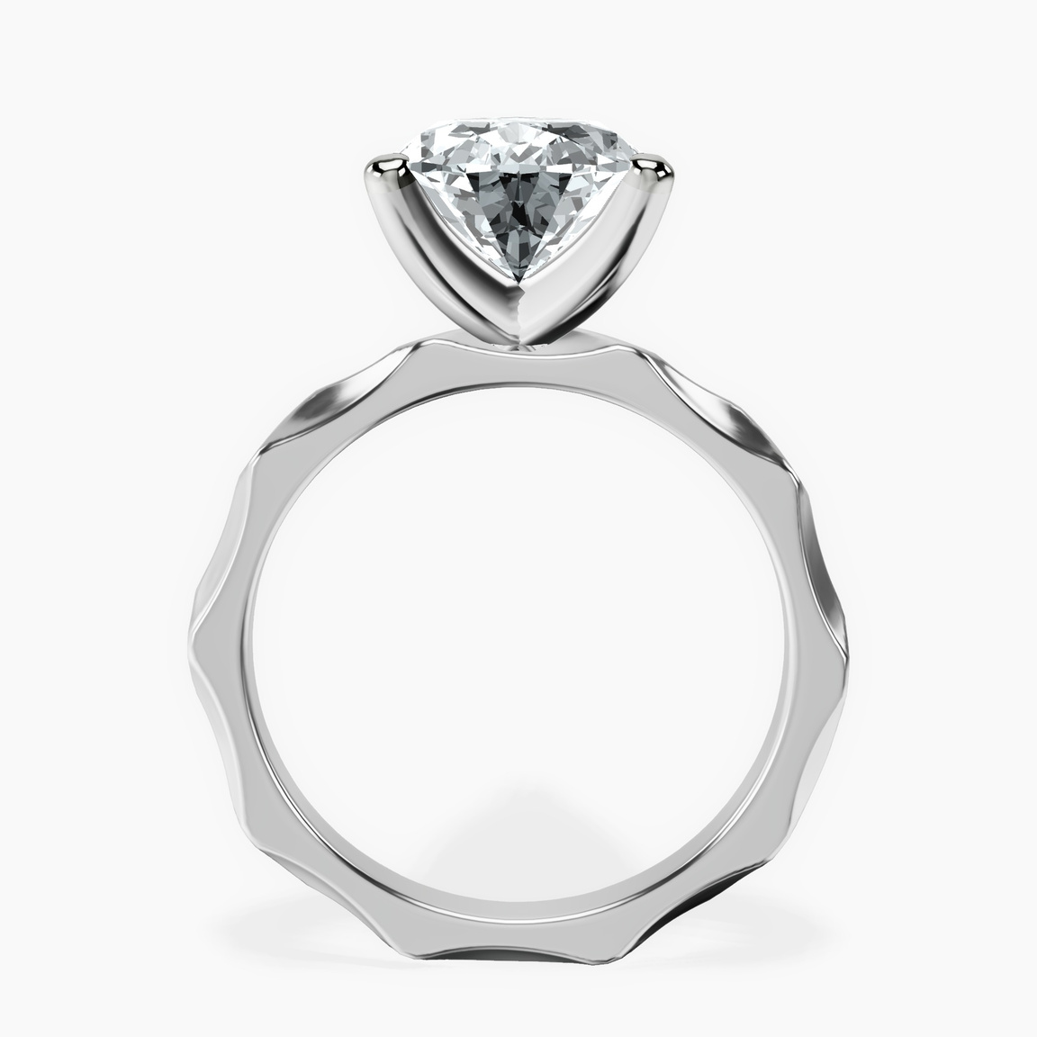 10kt White Gold Magnolia Texture Solitaire Lab Diamond Ring side right image one
