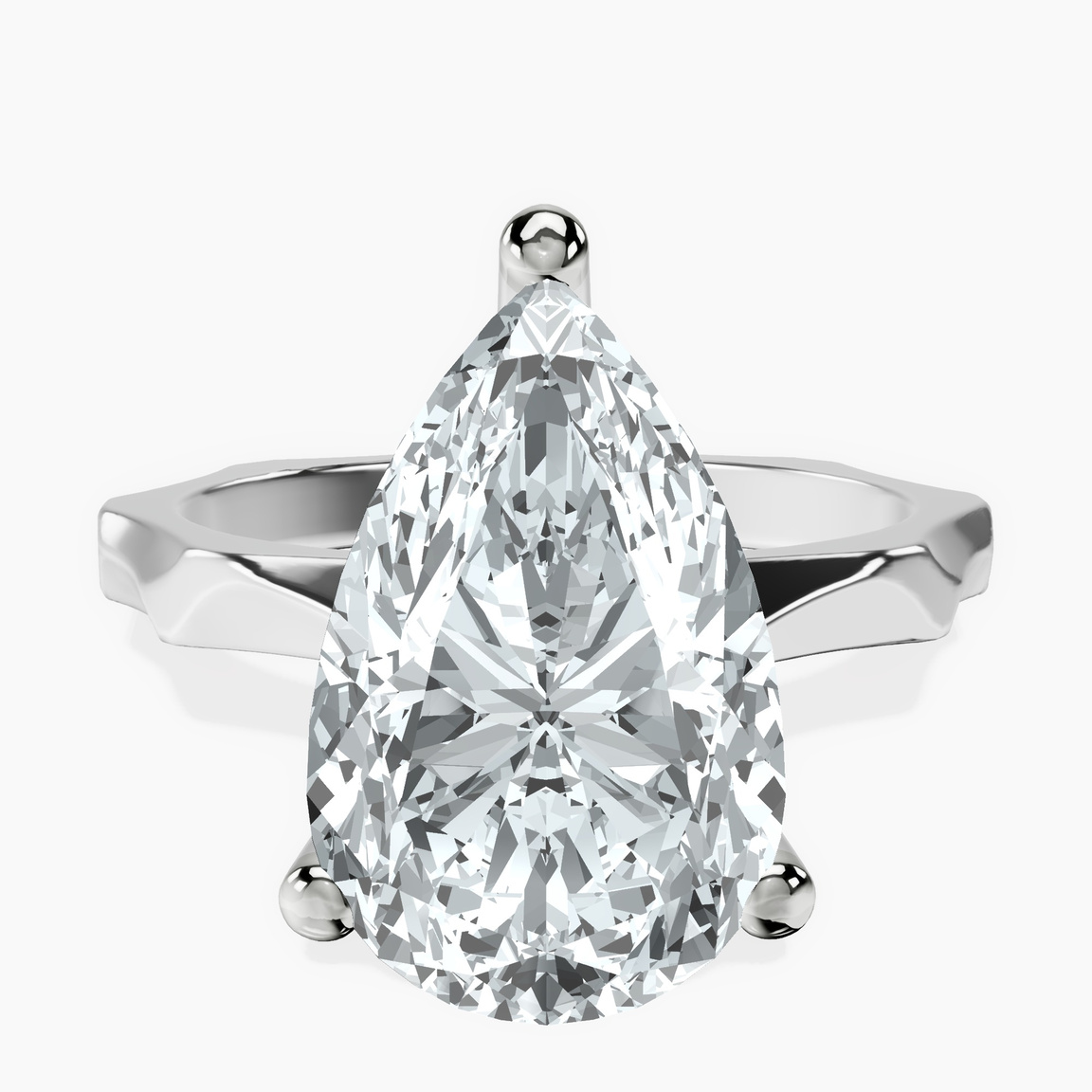 10kt White Gold Magnolia Texture Solitaire Lab Diamond Ring front image