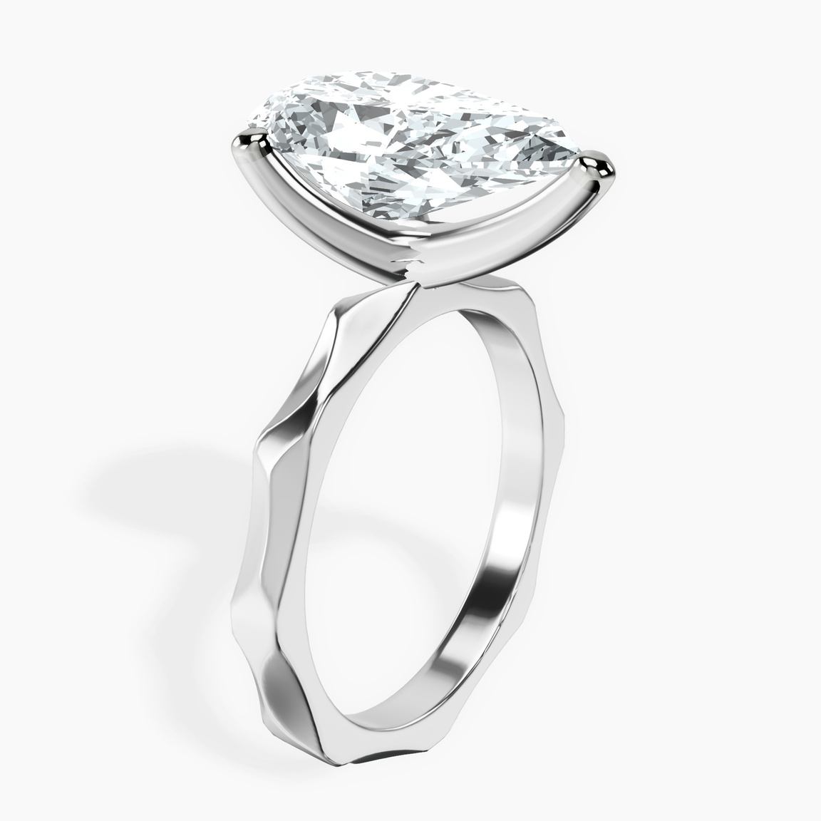 10kt White Gold Magnolia Texture Solitaire Lab Diamond Ring standing product image one