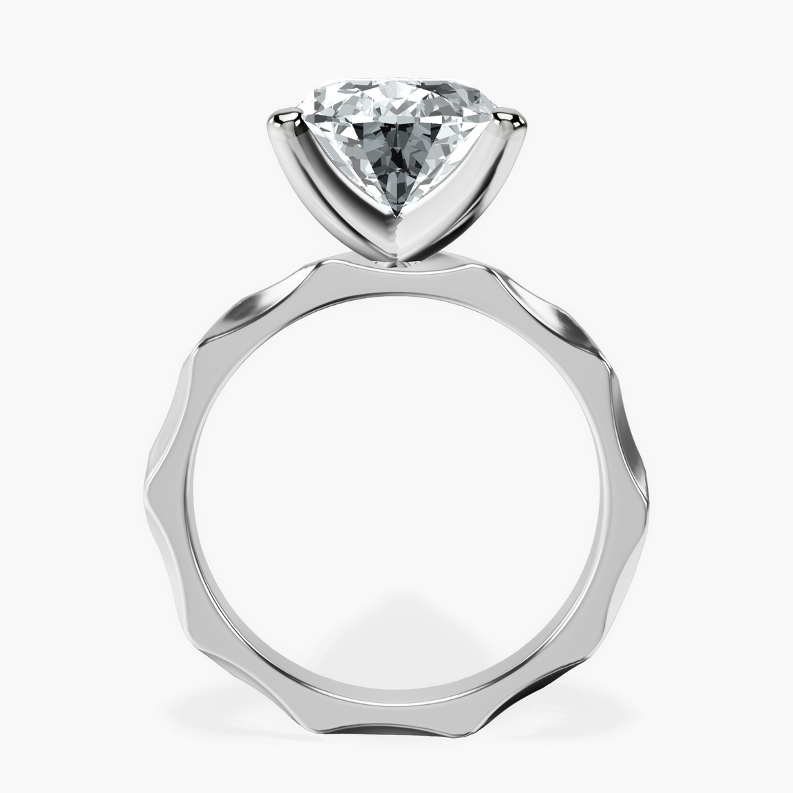 10kt White Gold Magnolia Texture Solitaire Lab Diamond Ring side right image one