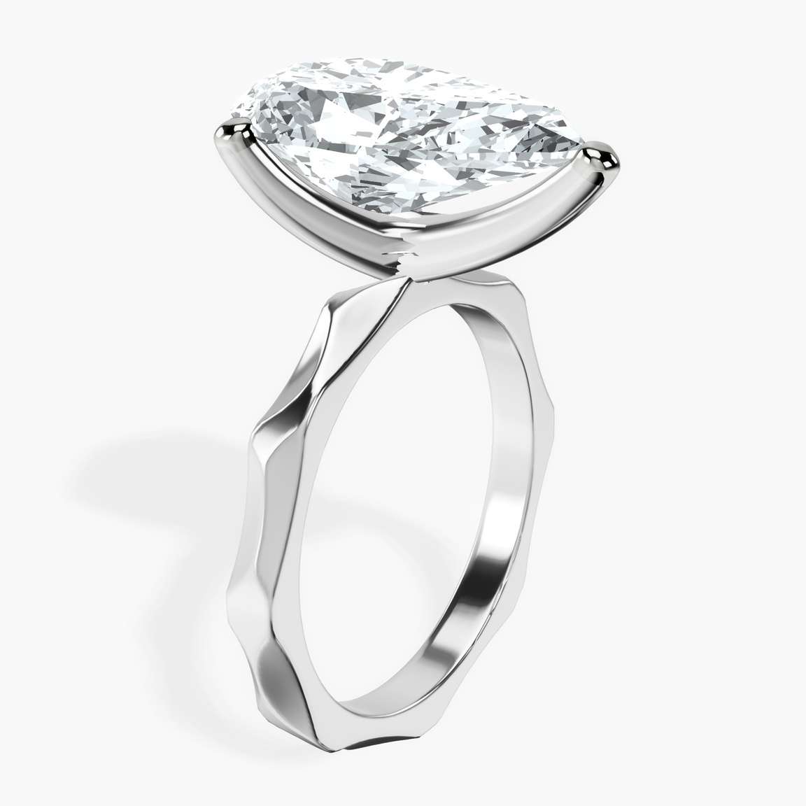 10kt White Gold Magnolia Texture Solitaire Lab Diamond Ring standing product image one