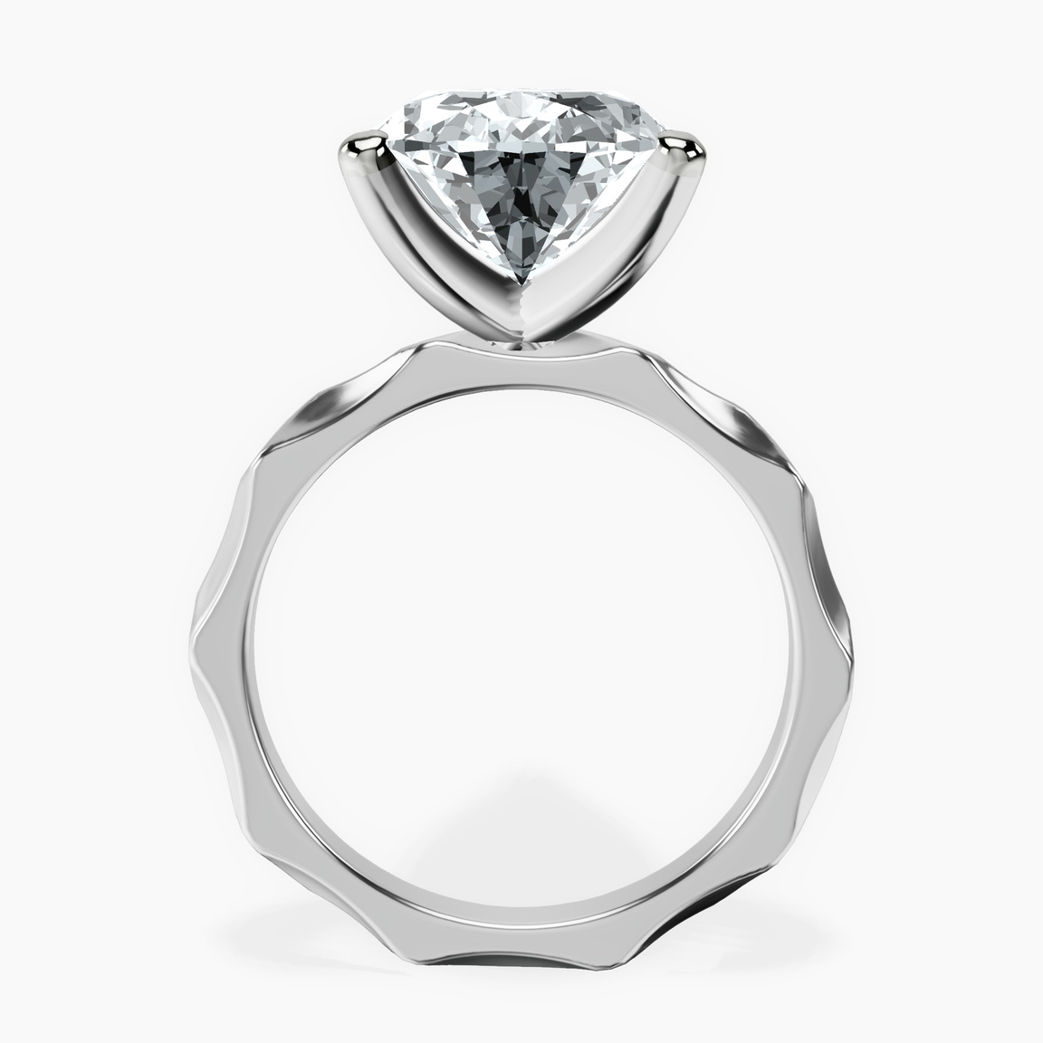 10kt White Gold Magnolia Texture Solitaire Lab Diamond Ring side right image one