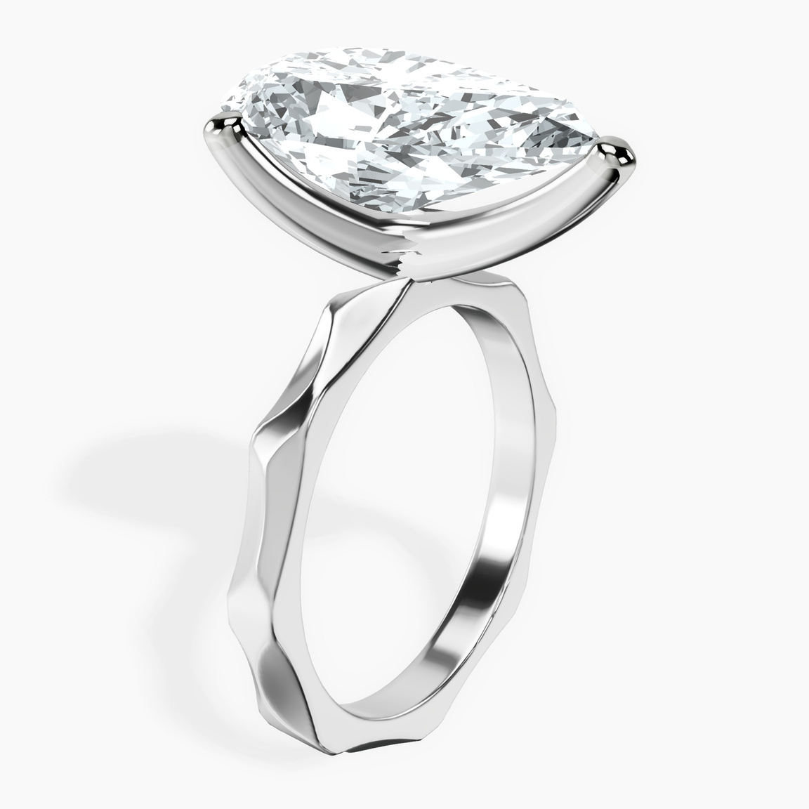 10kt White Gold Magnolia Texture Solitaire Lab Diamond Ring standing product image one