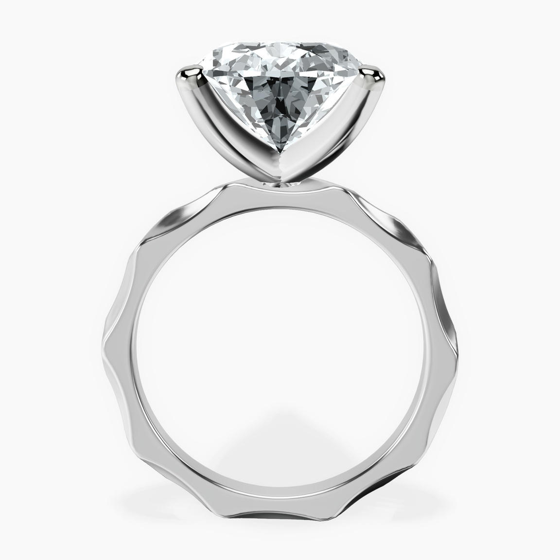 10kt White Gold Magnolia Texture Solitaire Lab Diamond Ring side right image one