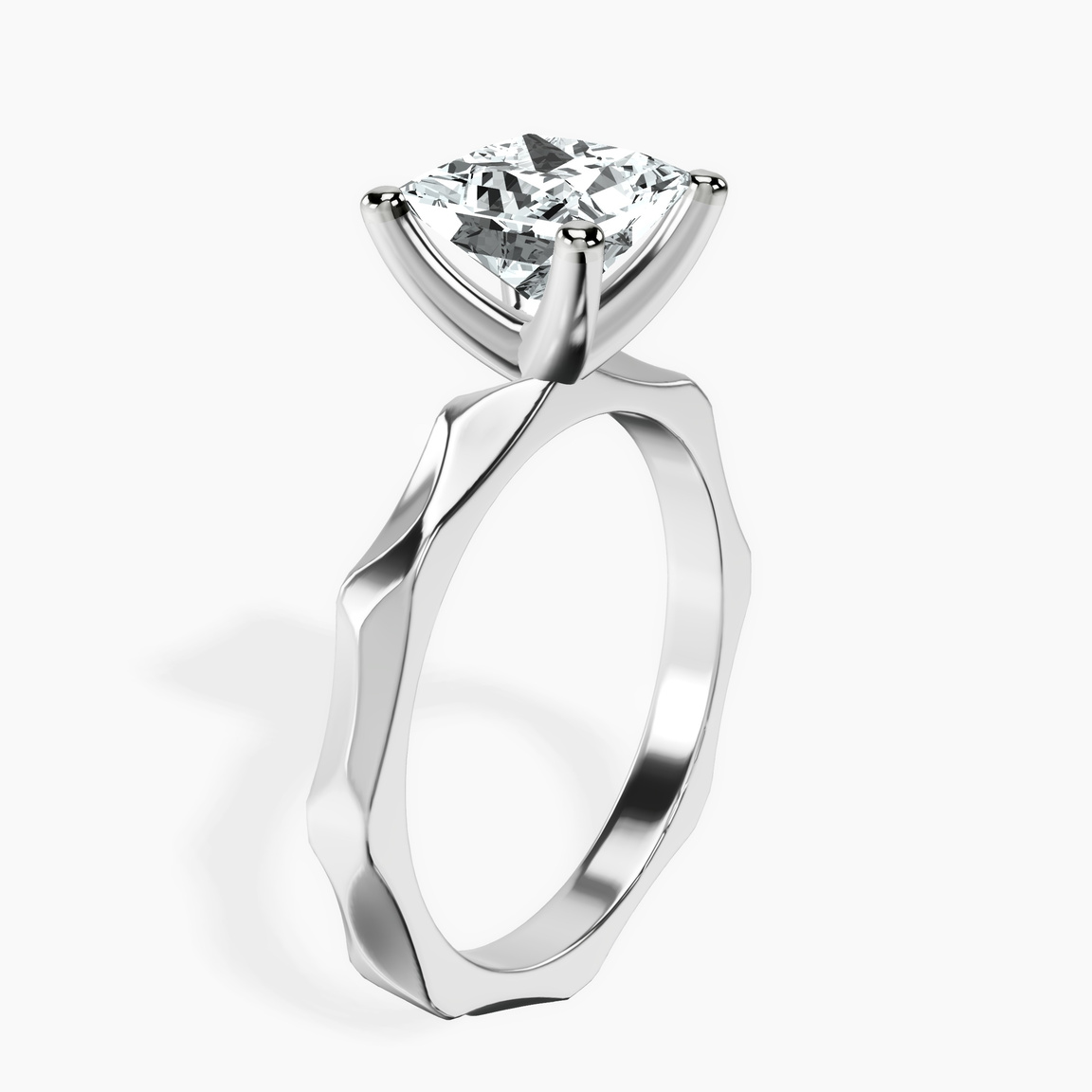 9ct White Gold Magnolia Texture Solitaire Lab Diamond Ring standing product image one