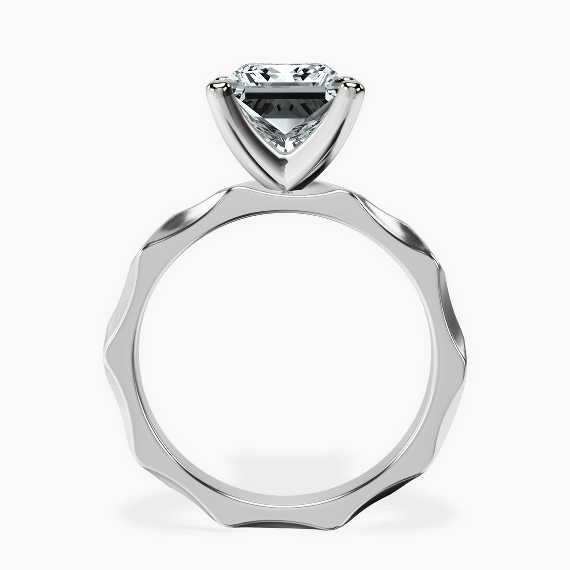 10kt White Gold Magnolia Texture Solitaire Lab Diamond Ring side right image one