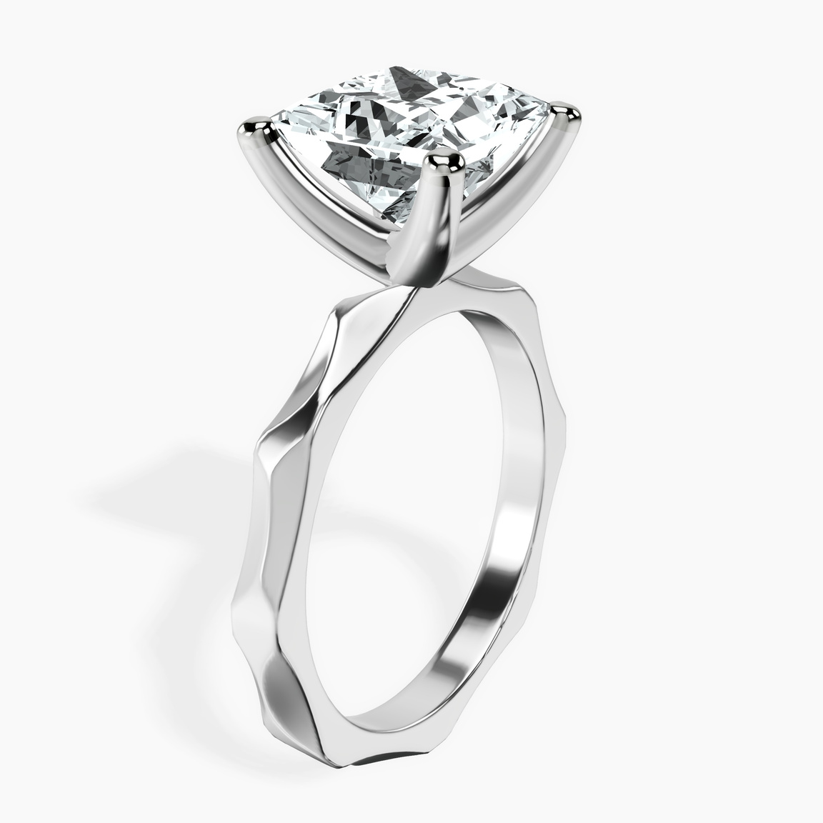 10kt White Gold Magnolia Texture Solitaire Lab Diamond Ring standing product image one