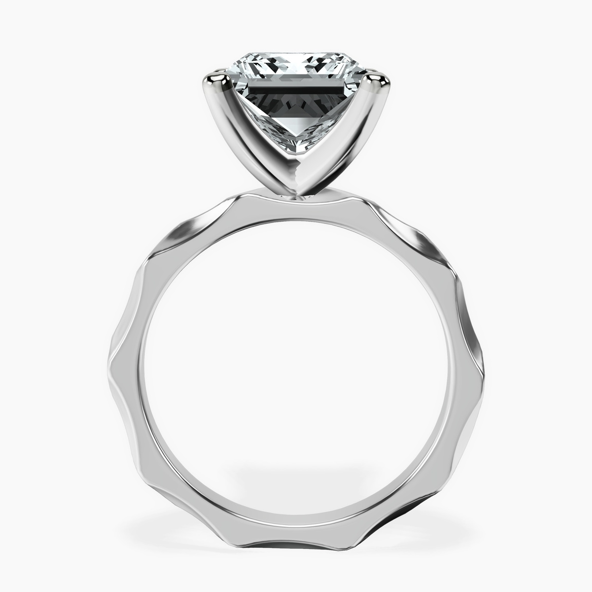 10kt White Gold Magnolia Texture Solitaire Lab Diamond Ring side right image one