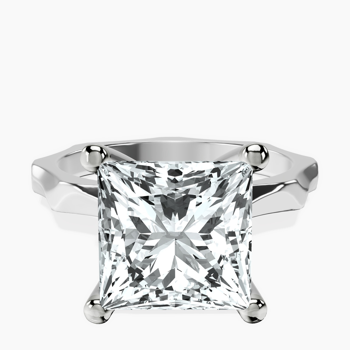 10kt White Gold Magnolia Texture Solitaire Lab Diamond Ring front image