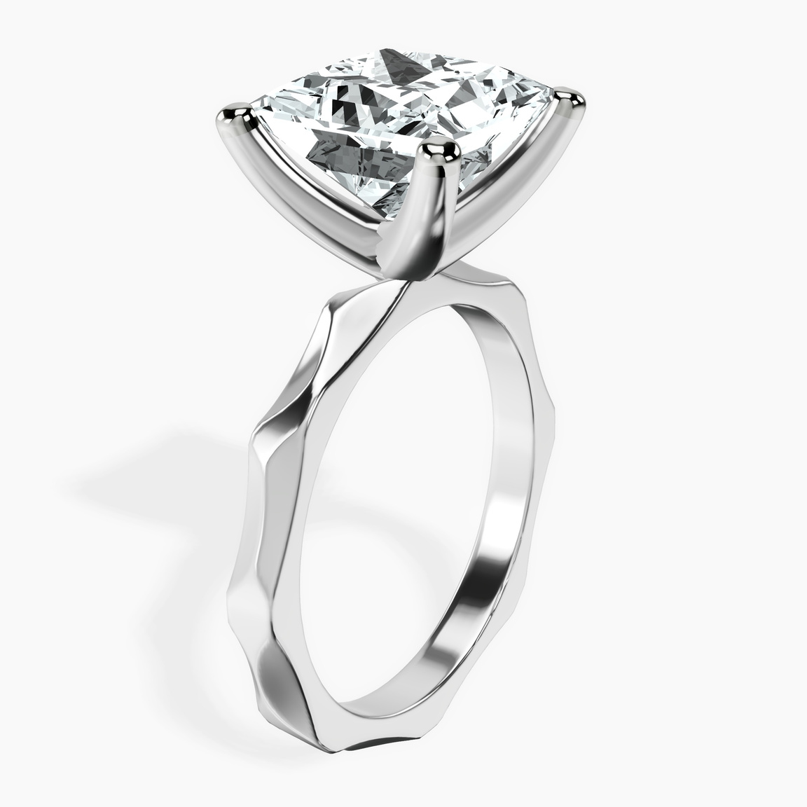 10kt White Gold Magnolia Texture Solitaire Lab Diamond Ring standing product image one